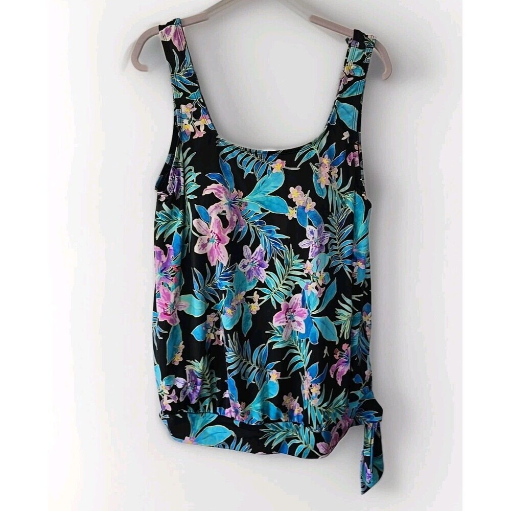 Swimsuits For All Womens Tank Top 18 D/DD Black Floral No Underwire Tankini
